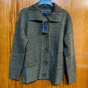 Karen Scott Button-Front Marled Cardigan Sweater